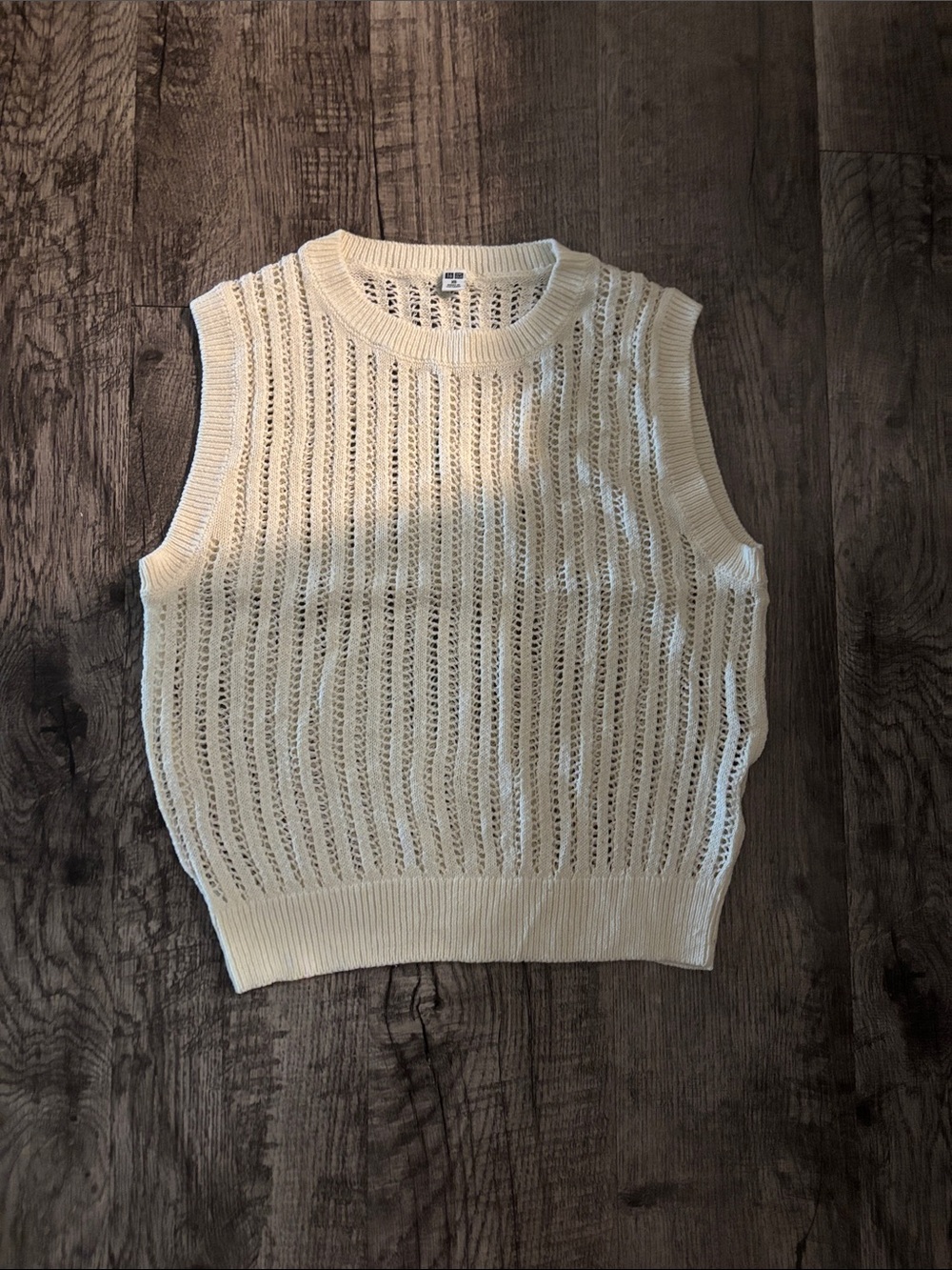 Uniqlo Open-Knit Sleeveless Sweater Tank - Cream - Size Small
